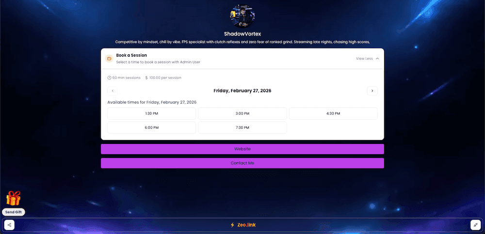 Gamer demo page web - zeo.link/demo4